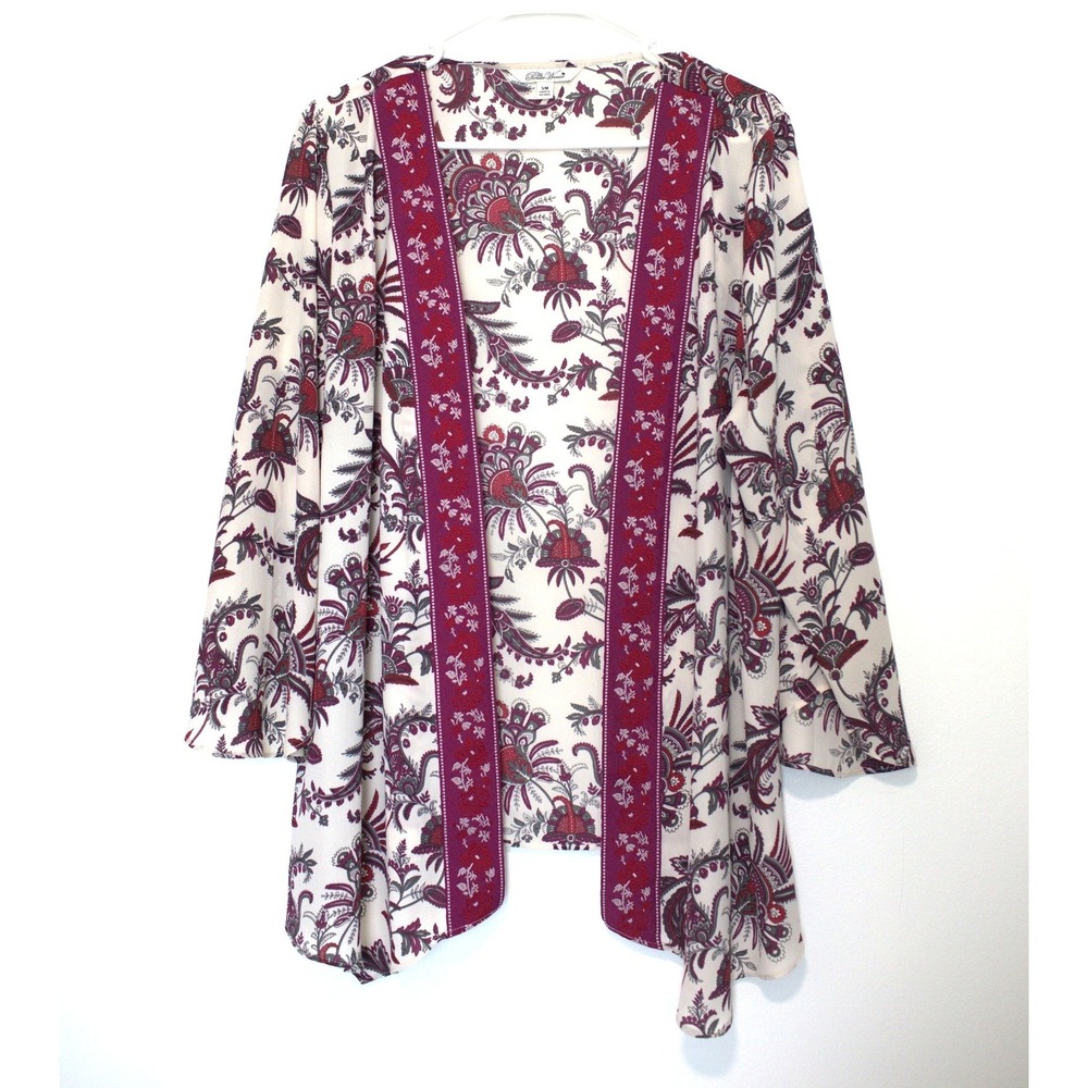 The Pioneer Woman Floral Paisley Kimono Wrap Burgundy Cream SM